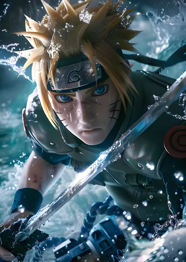 Naruto Uzumaki - Islak Kılıç Yakın Çekim metal tablo