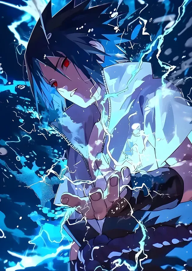 Sasuke Uchiha - Mavi Chidori metal tablo