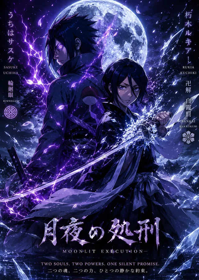 Sasuke ve Rukia - Moonlit Execution metal tablo