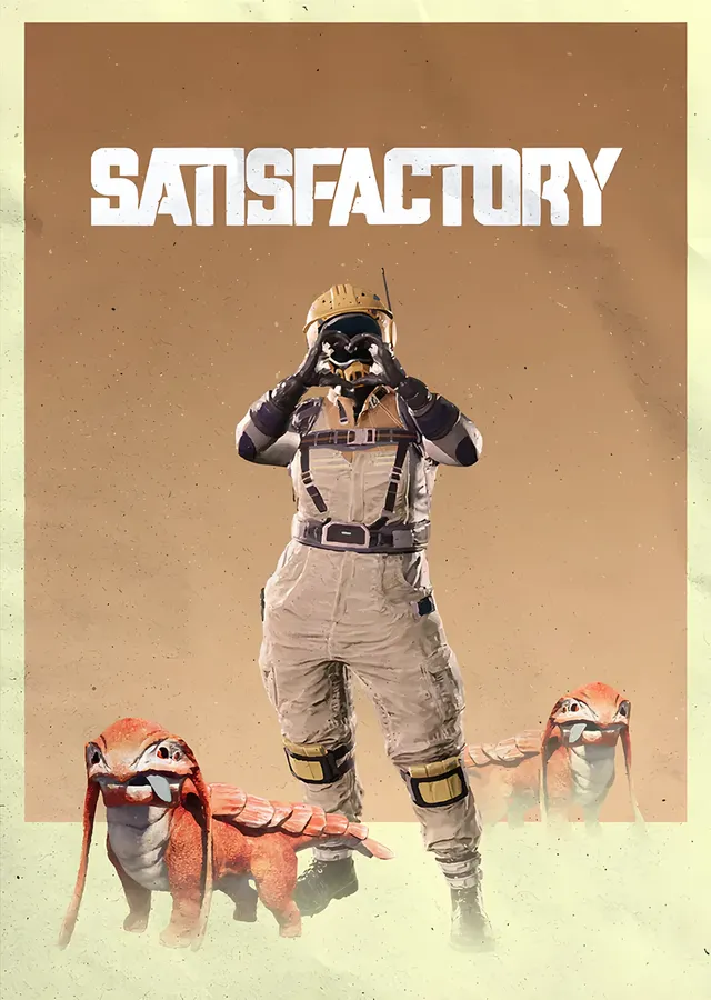 Satisfactory: Krem Zeminde Kaşif ve Yaratıklar metal tablo