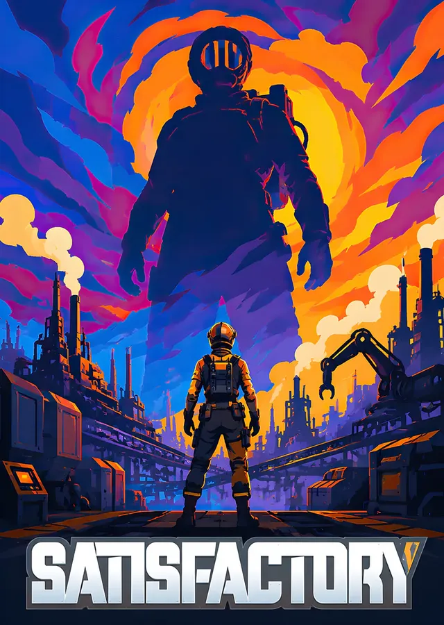 Satisfactory: Renkli Gökte Dev Gölge metal tablo