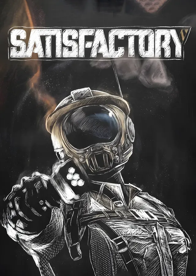 Satisfactory: Siyah Beyaz Kaskın Eskizi metal tablo