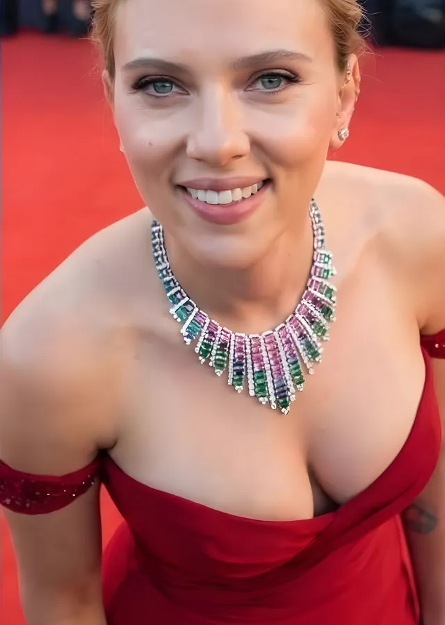 Scarlett Johansson - Kırmızı Halı metal tablo