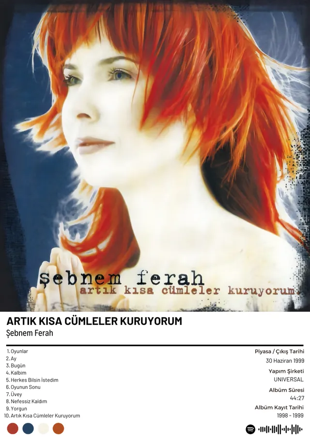 Şebnem Ferah - Artık Kısa Cümleler Kuruyorum metal tablo