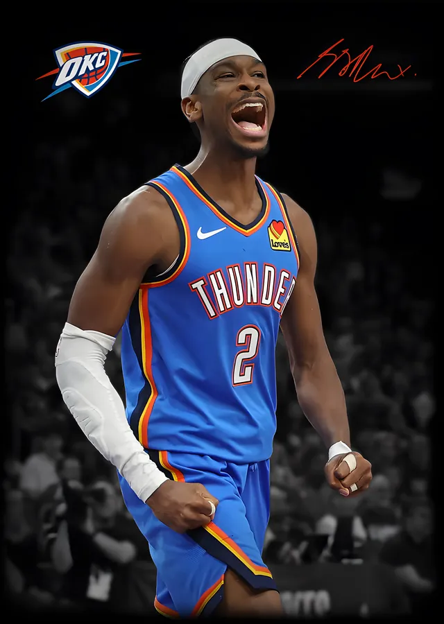Shai Gilgeous-Alexander - Thunder Çığlığı metal tablo