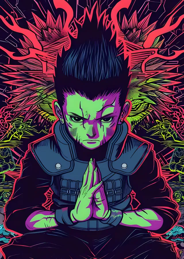 Shikamaru Nara - Neon Gölge Konsantrasyonu metal tablo