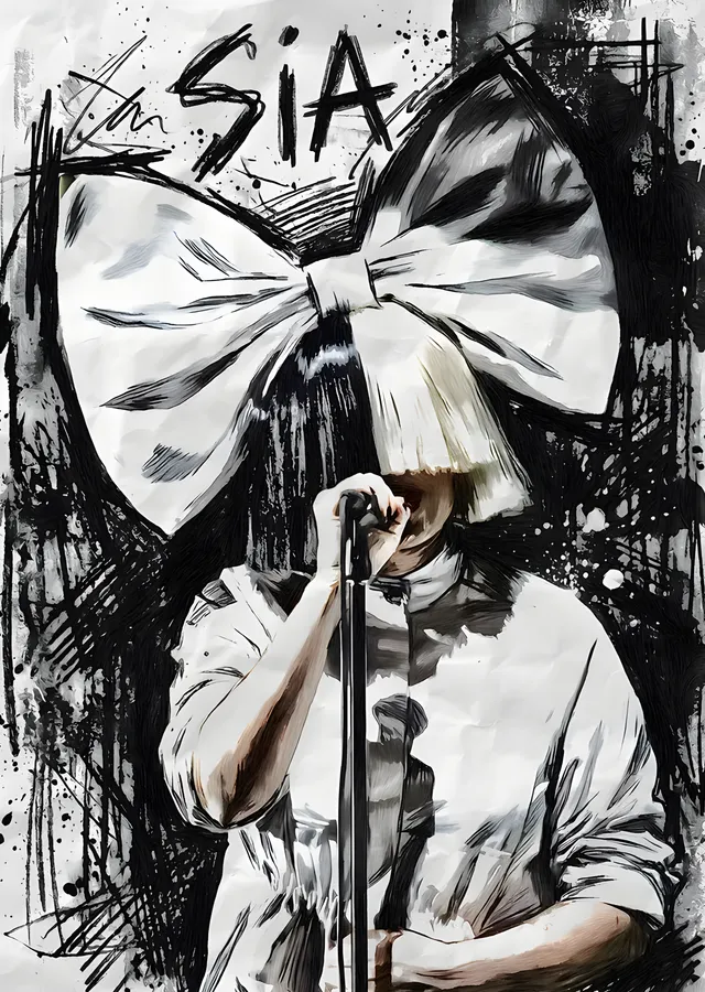 Sia - Mürekkep Eskizi metal tablo
