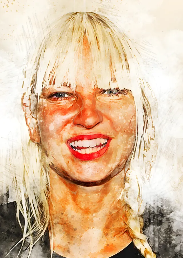 Sia - Suluboya Gülümseme metal tablo