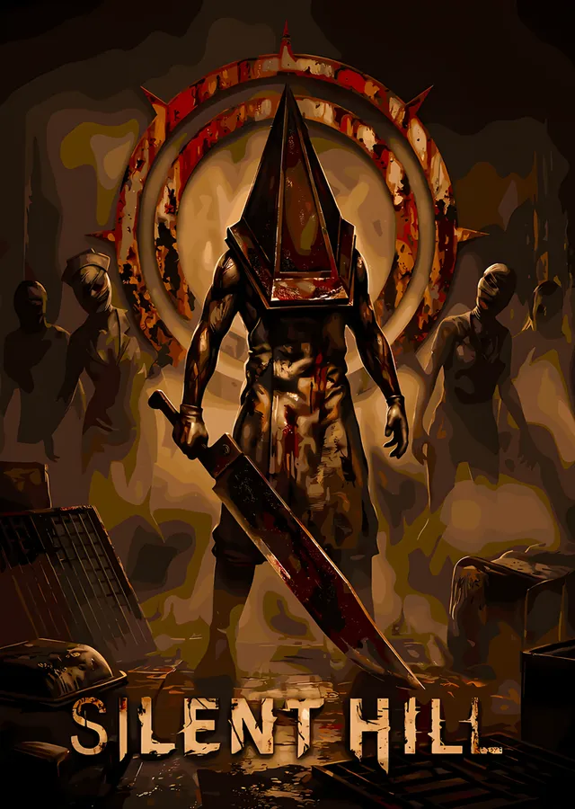 Silent Hill: Kızıl Kapıda Piramit Kafa metal tablo