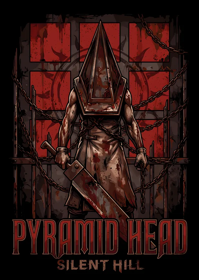 Silent Hill: Kızıl Panelde Piramit Kafa metal tablo