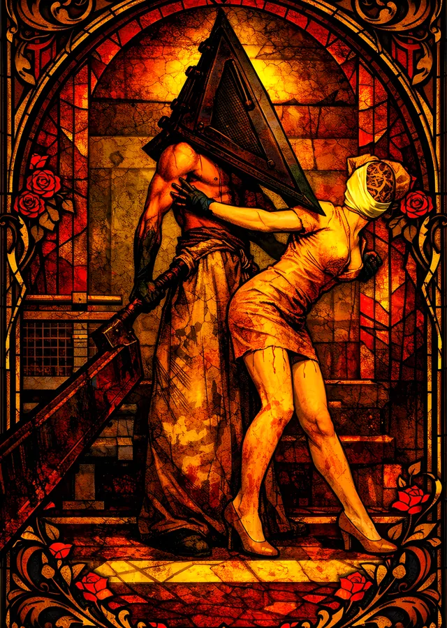 Silent Hill - Vitray Pyramid Head metal tablo