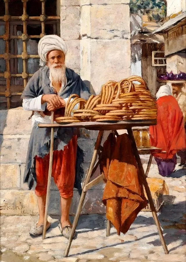 Simit Satıcısı - Fausto Zonaro metal tablo