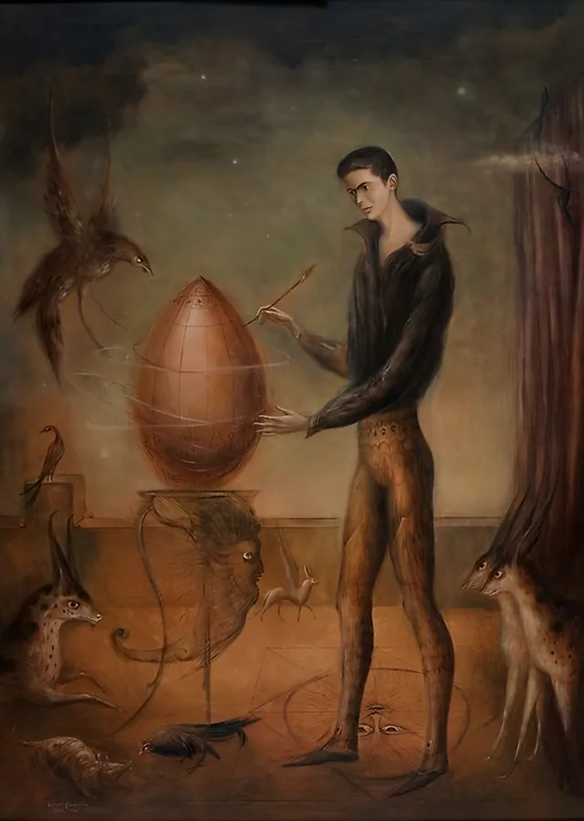 Simyacı ve Yumurta - Leonora Carrington metal tablo