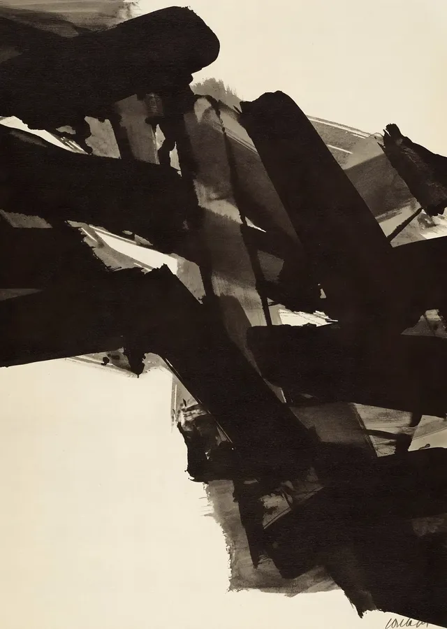 Siyah Fırça Kompozisyonu - Pierre Soulages metal tablo