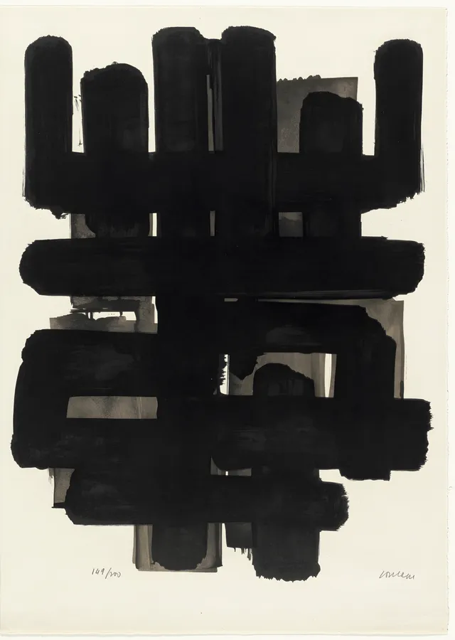 Siyah Izgara Kompozisyonu - Pierre Soulages metal tablo