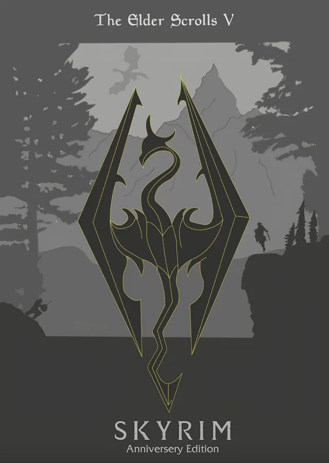 Skyrim Anniversary Edition Amblem metal tablo