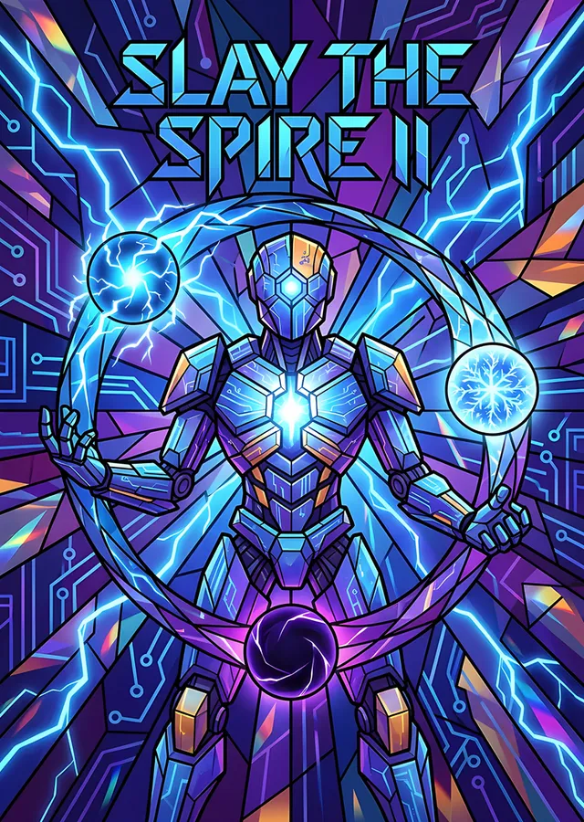 Slay the Spire II: Vitrayda Mavi Otomat metal tablo