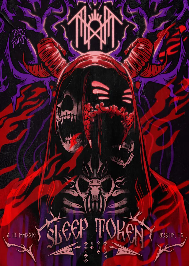 Sleep Token - Austin Konser Afişi metal tablo