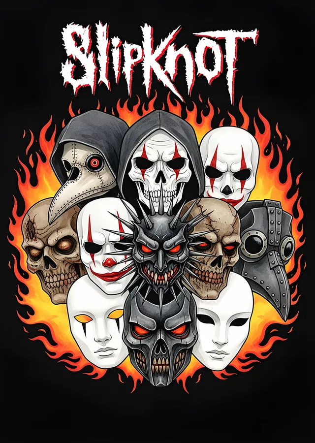 Slipknot: Alev Çerçevesinde Dokuz Maske metal tablo