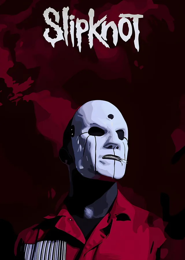 Slipknot: Kırmızı Zeminde Beyaz Maske metal tablo