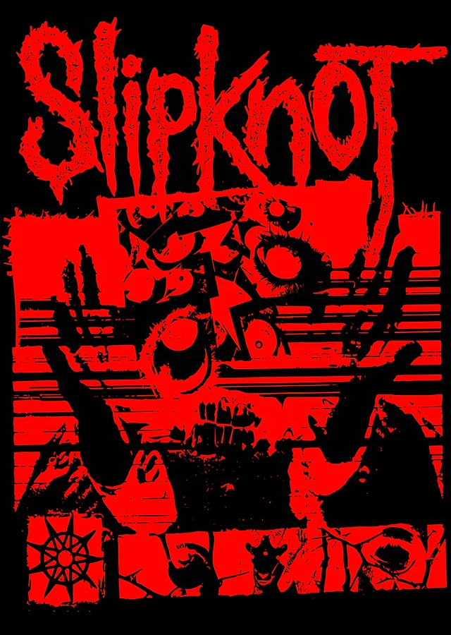 Slipknot: Kızıl Zeminde Punk Kolaj metal tablo
