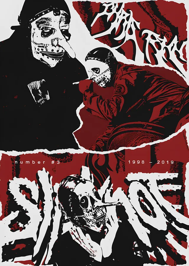Slipknot: Yırtık Kağıtta Maske Kolajı metal tablo