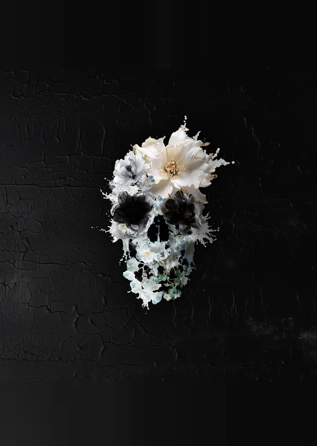 Splash Floral Skull metal tablo