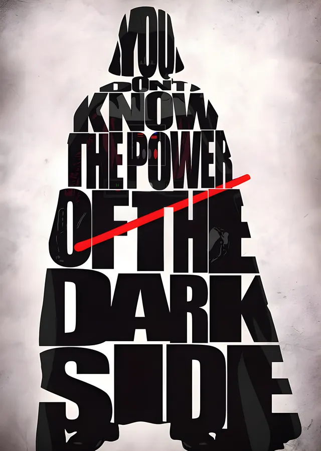 Darth Vader - Tipografi Portre metal tablo