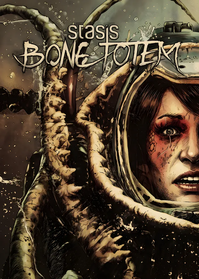 Stasis Bone Totem: Dalgıç Kaskında Kadın metal tablo