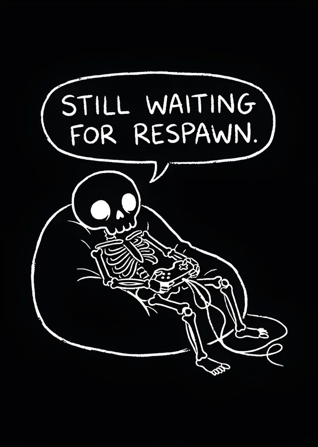 Still Waiting for Respawn: Kumandalı İskelet metal tablo