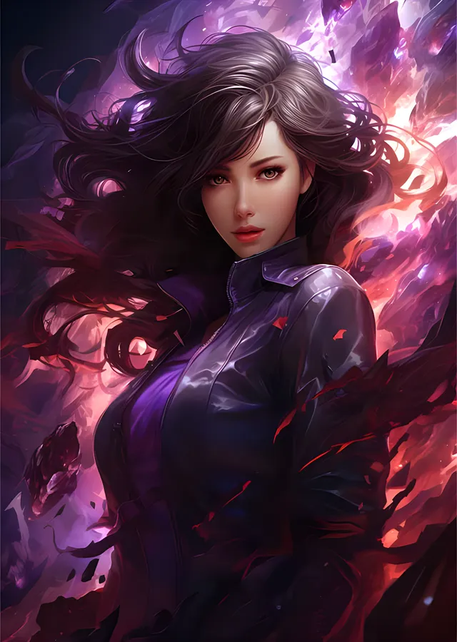 Alita: Battle Angel - Mor Fırtınada Portre metal tablo