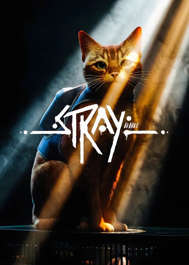 Stray: Işık Huzmesinde Turuncu Kedi metal tablo