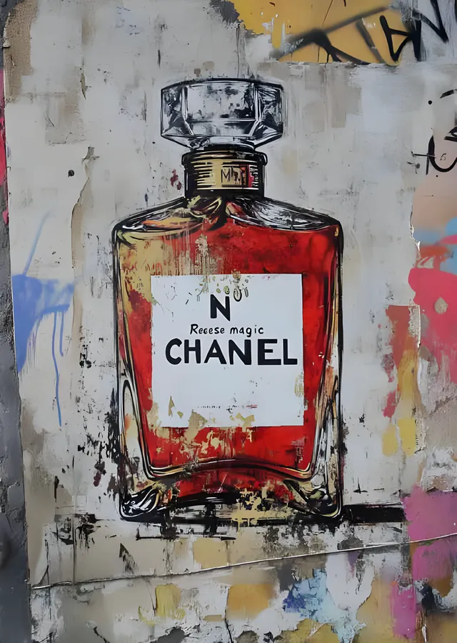 Chanel Şişesi - Sokak Duvarında Grafiti metal tablo