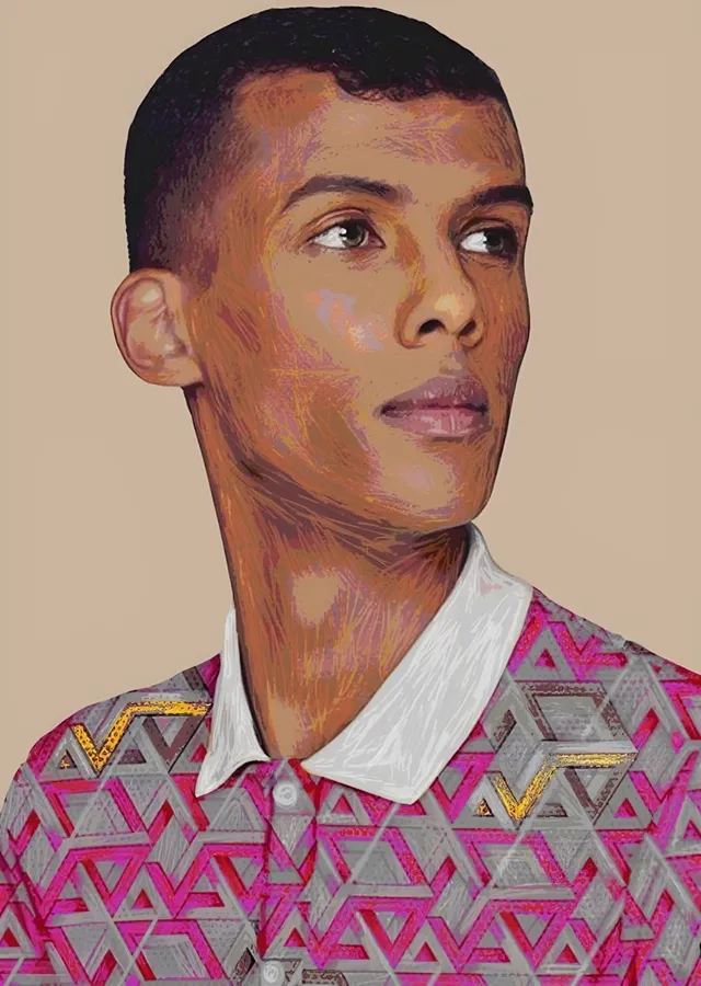 Stromae - Desenli Gömlek Portresi metal tablo