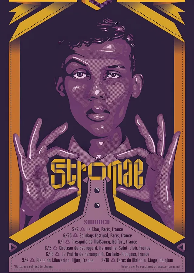 Stromae - Mor Turne Afişi metal tablo