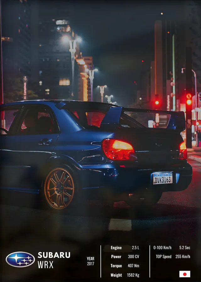 Subaru WRX: Gece metal tablo