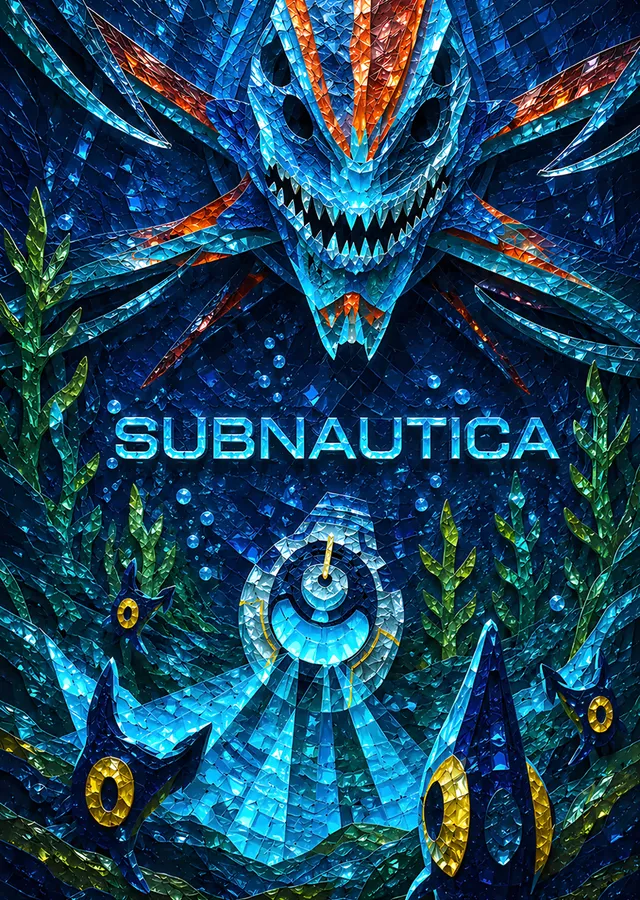 Subnautica: Mavi Derinlikte Dev Ağız metal tablo