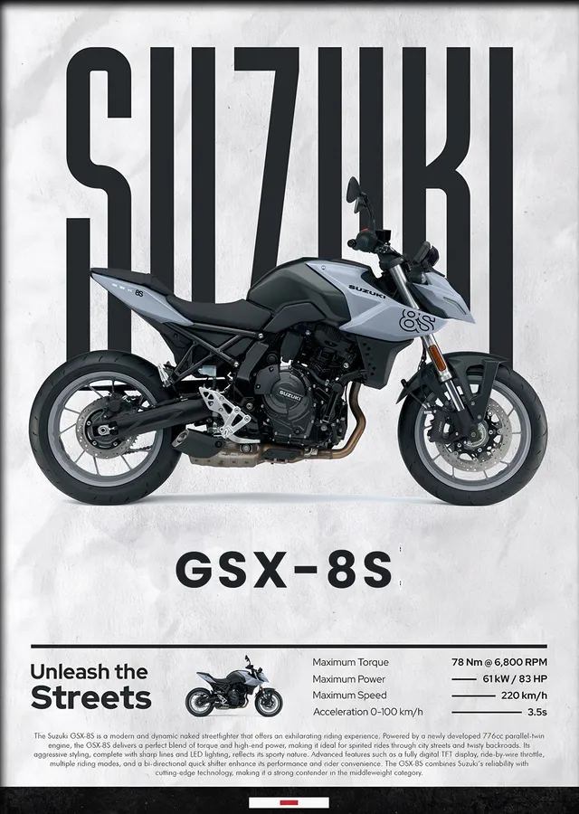 Suzuki GSX-8S Gri metal tablo