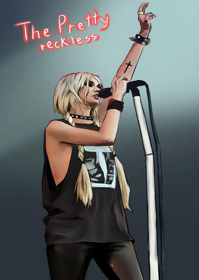 Taylor Momsen - Mikrofon Başında İllüstrasyon metal tablo