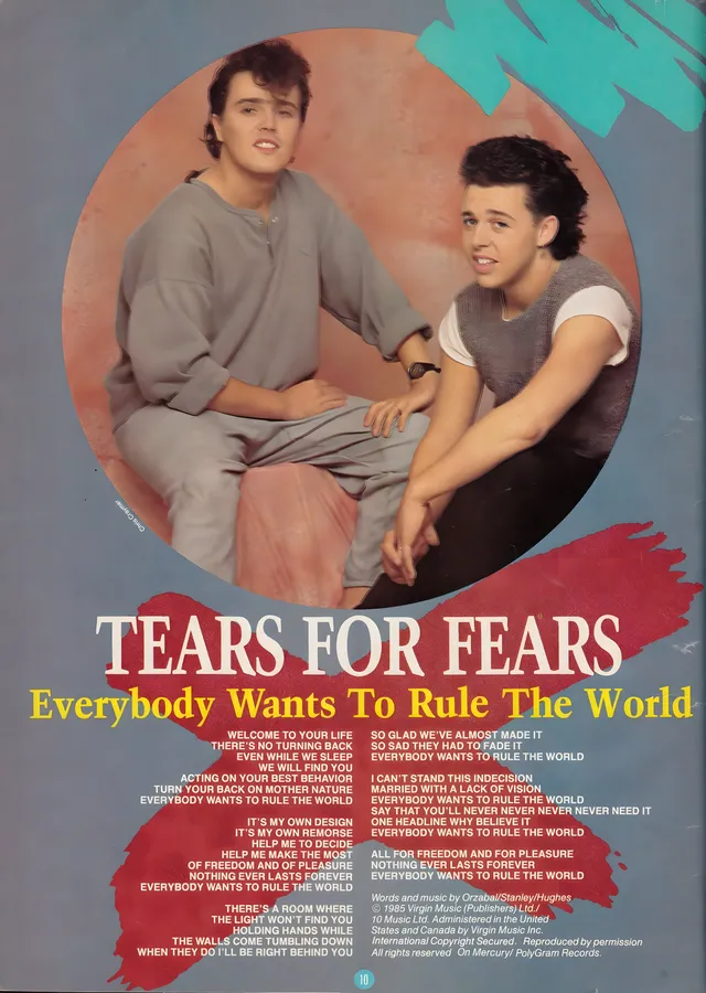 Tears for Fears: Everybody Wants to Rule the World metal tablo