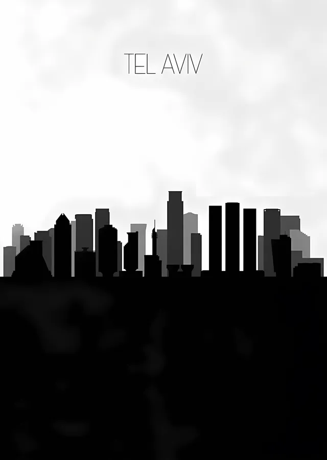 Tel Aviv Silueti metal tablo