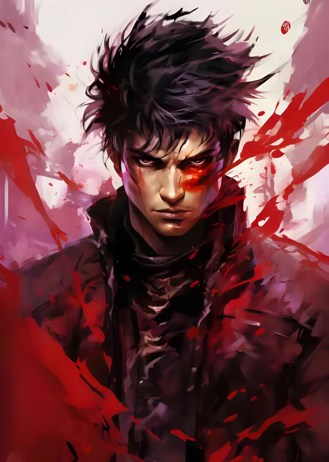 İblis Avcısı - Kızıl Sıçramalı Anime Portresi metal tablo