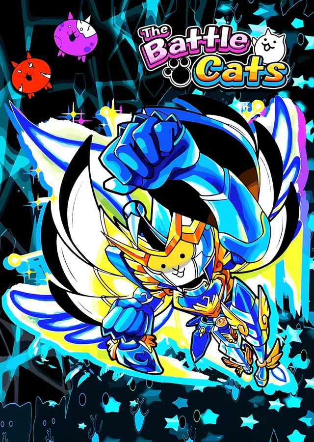 The Battle Cats: Mavi Enerjide Zırhlı Kedi metal tablo