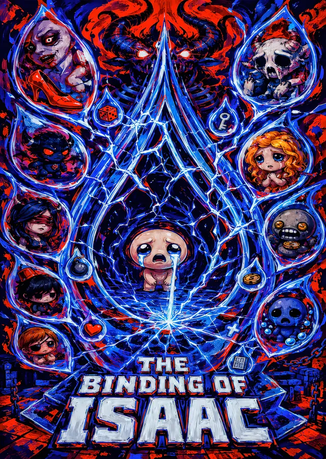 The Binding of Isaac: Mavi Işınlı Simetri metal tablo