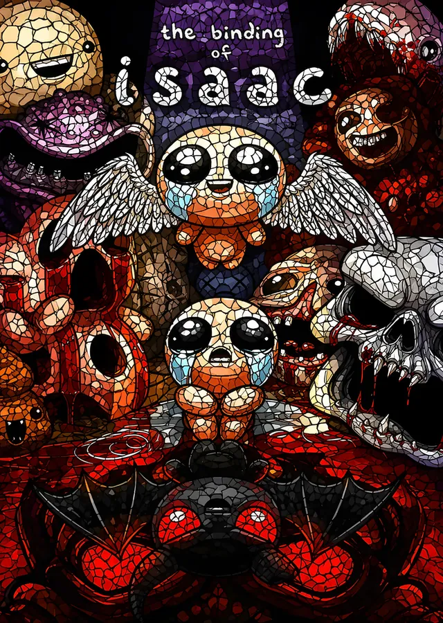 The Binding of Isaac: Vitrayda Kanatlı Isaac metal tablo