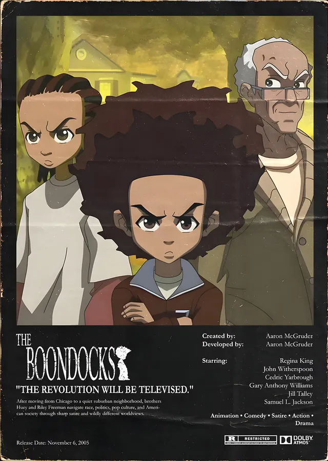 The Boondocks: Evin Önünde Freeman Ailesi metal tablo