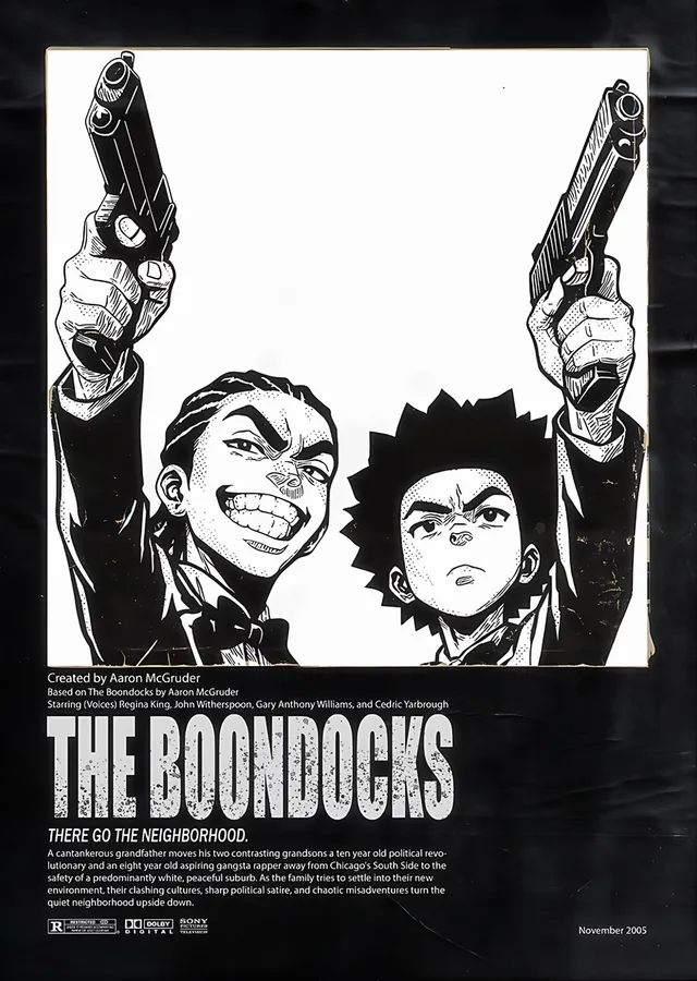 The Boondocks: Tabancalı Kardeşler metal tablo