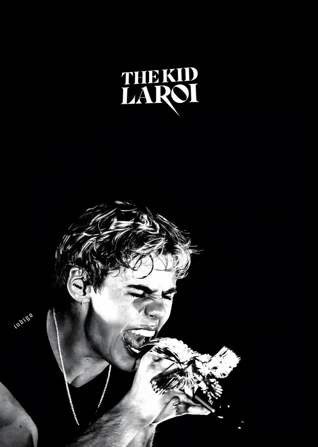 The Kid LAROI - Siyah Zemin metal tablo
