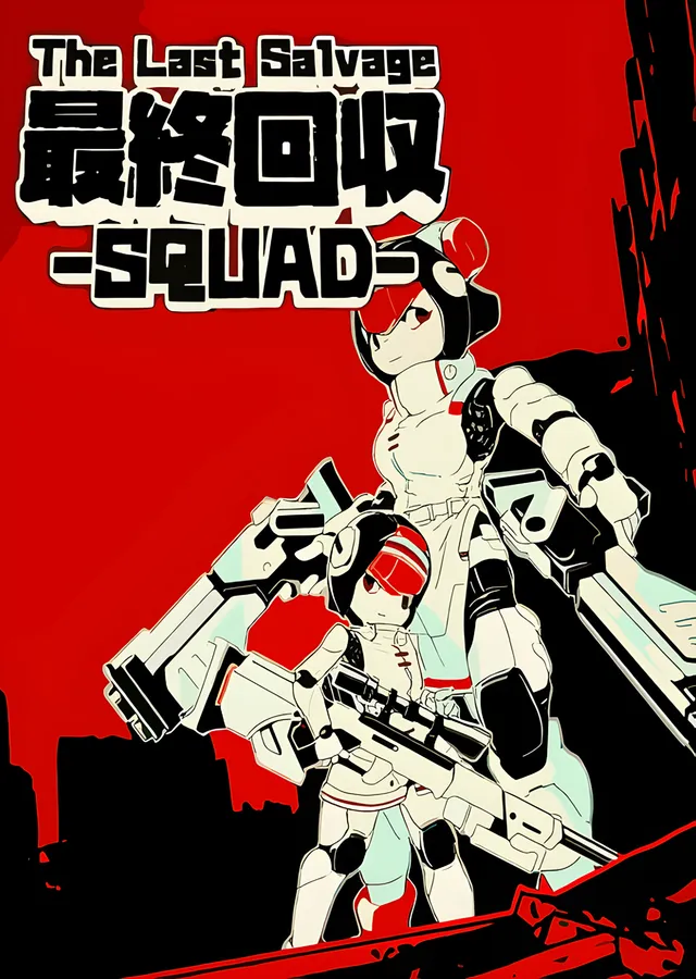 The Last Salvage Squad: Kızıl Zeminde Beyaz Mech metal tablo