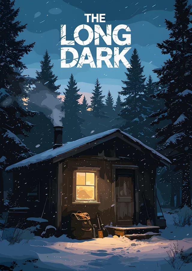 The Long Dark: Karlı Ormanda Işıklı Kulübe metal tablo